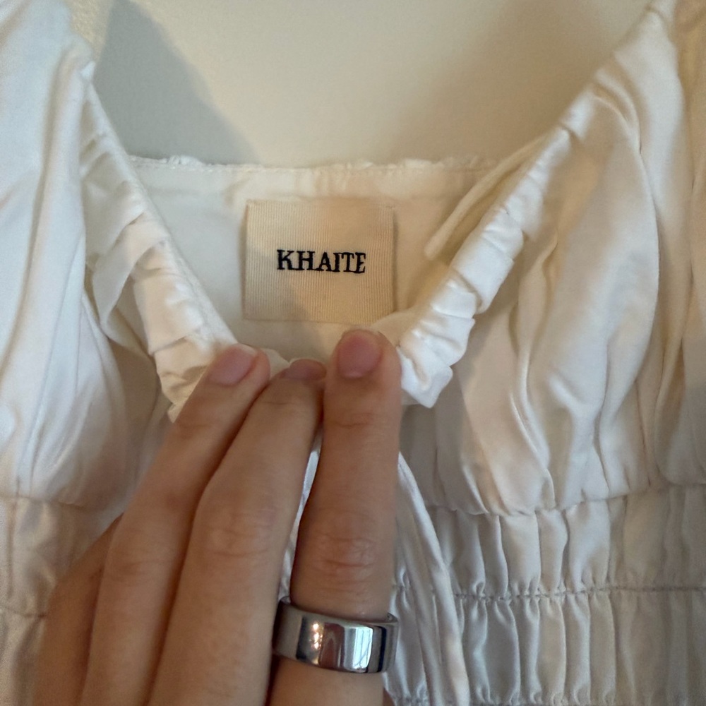 KHAITE Delphine White Pleated Midi Dress - Picture 5 of 9